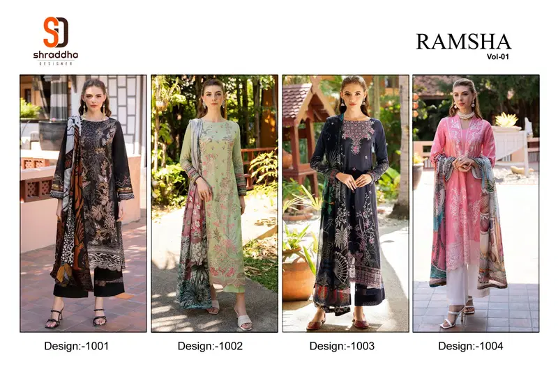 Ramsha Vol 1 By Shraddha Cotton Embroidery Dress Material Wholesale Online